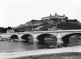 Festung Marienberg Fortress seen from Ludwigs Bridge, Wuerzburg, c.1910